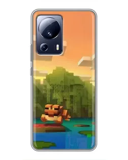 Чохол для Xiaomi 13 Lite з картинкою «Майнкрафт захід сонця»