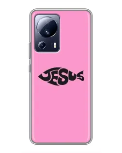 Чехол для Xiaomi 13 Lite с картинкой «Розовый символ  Jesus»