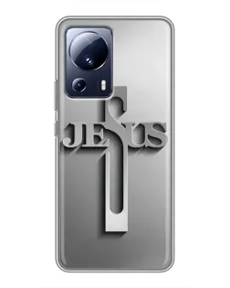 Чехол для Xiaomi 13 Lite с картинкой «Металлический крест Jesus»
