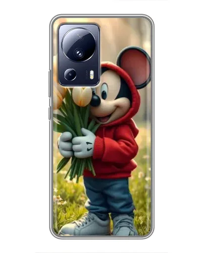 Чехол для Xiaomi 13 Lite с картинкой «Микки с тюльпанами»