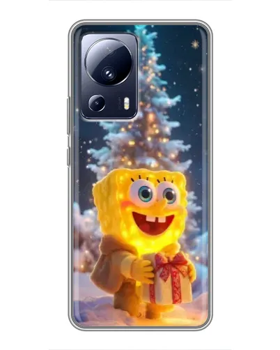 Чехол для Xiaomi 13 Lite с картинкой «Рождественский Спанч Боб»