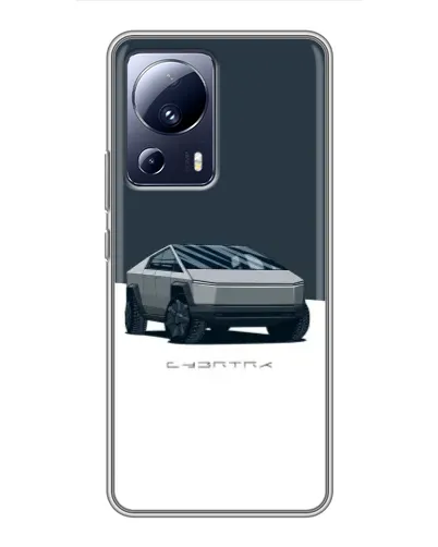 Чехол для Xiaomi 13 Lite с картинкой «Серебристый Cybertruck Tesla»