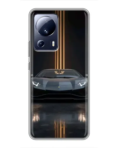 Чехол для Xiaomi 13 Lite с картинкой «Lamborghini золотые линии»