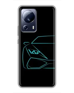 Чехол для Xiaomi 13 Lite с картинкой «Голубой силуэт Lamborghini» Чехол для Xiaomi 13 Lite с картинкой «Голубой силуэт Lamborghini»