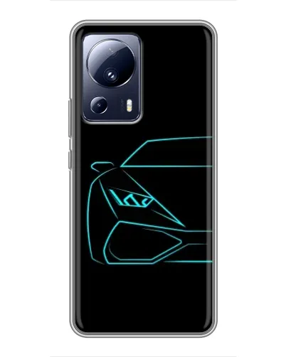 Чехол для Xiaomi 13 Lite с картинкой «Голубой силуэт Lamborghini»