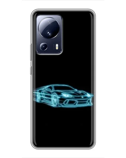Чехол для Xiaomi 13 Lite с картинкой «Неоновый контур Lamborghini»