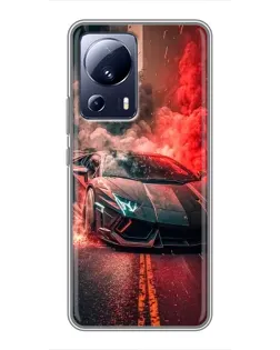 Чехол для Xiaomi 13 Lite с картинкой «Lamborghini красный дым» Чехол для Xiaomi 13 Lite с картинкой «Lamborghini красный дым»