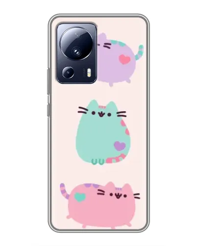 Чехол для Xiaomi 13 Lite с картинкой «Pusheen трио»