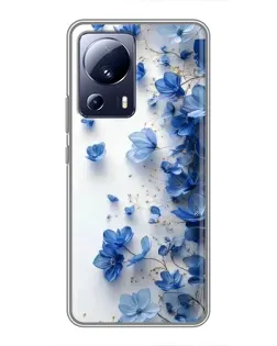 Чехол для Xiaomi 13 Lite с картинкой «Голубой цветочный каскад»