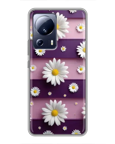 Чехол для Xiaomi 13 Lite с картинкой «Ромашки на фиолетовом»