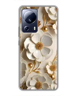 Чехол для Xiaomi 13 Lite с картинкой «Белие бумажние  цвети»