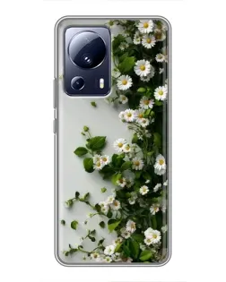 Чехол для Xiaomi 13 Lite с картинкой «Ветка мелких белых цветов»