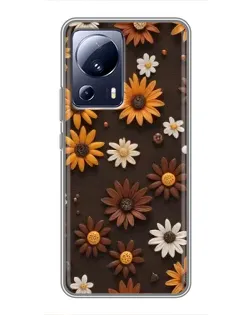 Чехол для Xiaomi 13 Lite с картинкой «Узор из маленьких подсолнухов»
