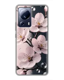 Чехол для Xiaomi 13 Lite с картинкой «Нежная сакура и капли»