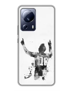 Чехол для Xiaomi 13 Lite с картинкой «Черно-белый силуэт Месси» Чехол для Xiaomi 13 Lite с картинкой «Черно-белый силуэт Месси»