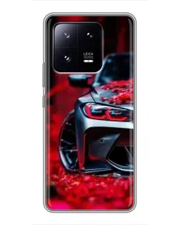 Чехол для Xiaomi 13 Pro с картинкой «Спортивная BMW и цветы» Чехол для Xiaomi 13 Pro с картинкой «Спортивная BMW и цветы»