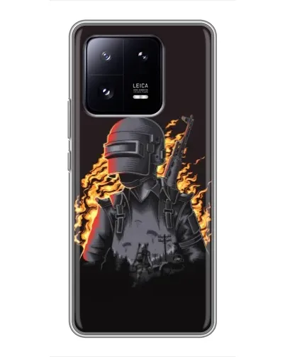 Чохол для Xiaomi 13 Pro з картинкою «PUBG — вогняний силует»