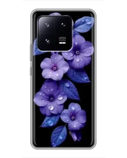 Чохол для Xiaomi 13 Pro з картинкою «Фіолетові квіти з росою»