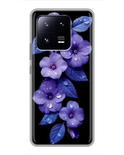 Чехол для Xiaomi 13 Pro с картинкой «Фиолетовые цветы с росою»
