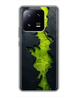 Чехол для Xiaomi 13 Pro с картинкой «Салатовый разлом скалы»