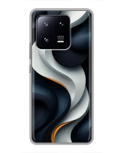 Чехол для Xiaomi 13 Pro с картинкой «Объемные черно-белые ленты»