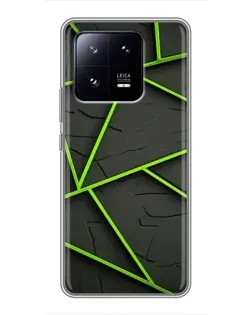 Чехол для Xiaomi 13 Pro с картинкой «Зеленые геометрические линии»
