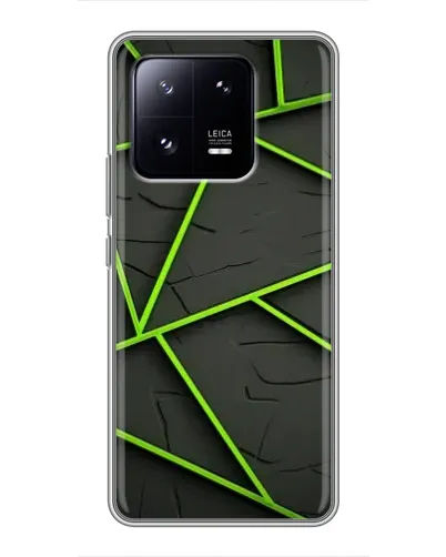 Чехол для Xiaomi 13 Pro с картинкой «Зеленые геометрические линии»