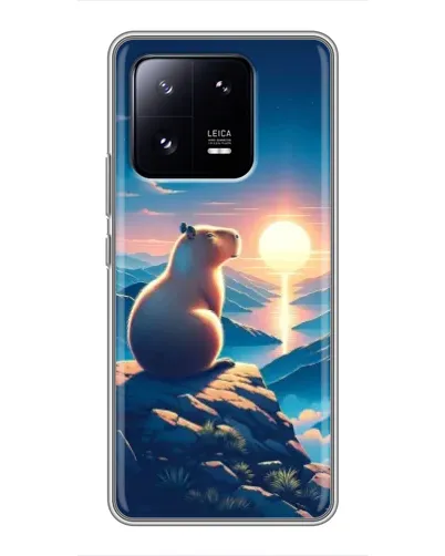 Чохол для Xiaomi 13 Pro з картинкою «Захід сонця з капібарою»