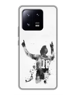 Чохол для Xiaomi 13 Pro з картинкою «Чорно-білий силует Мессі»