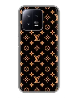 Чехол для Xiaomi 13 с картинкой «Золотая монограмма LV»