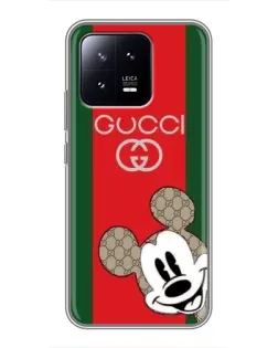 Чехол для Xiaomi 13 с картинкой «Gucci — полосы и Микки»