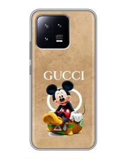Чехол для Xiaomi 13 с картинкой «Микки Маус Gucci — крафт»