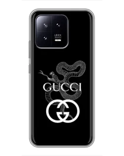 Чехол для Xiaomi 13 с картинкой «Gucci — серебряная змея»