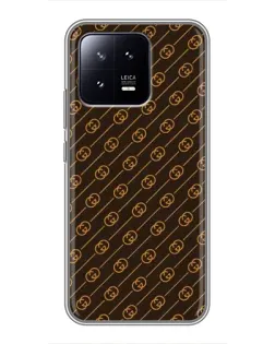 Чехол для Xiaomi 13 с картинкой «Gucci — золотые диагонали»