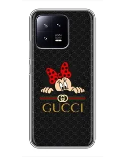 Чехол для Xiaomi 13 с картинкой «Минни Маус Gucci — черный»