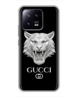 Чехол для Xiaomi 13 с картинкой «Gucci — серебряный лев» Чехол для Xiaomi 13 с картинкой «Gucci — серебряный лев»
