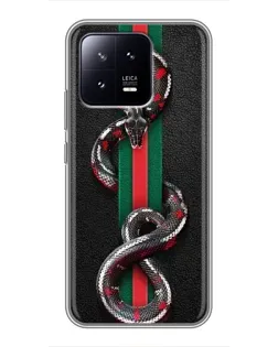 Чехол для Xiaomi 13 с картинкой «Gucci — змея на полосе» Чехол для Xiaomi 13 с картинкой «Gucci — змея на полосе»