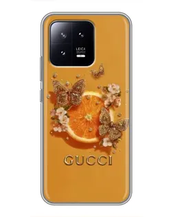 Чехол для Xiaomi 13 с картинкой «Gucci — золотые бабочки» Чехол для Xiaomi 13 с картинкой «Gucci — золотые бабочки»