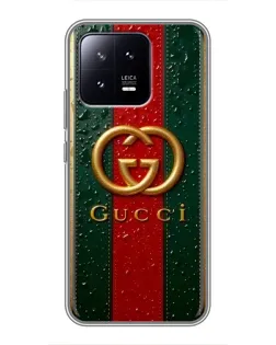 Чехол для Xiaomi 13 с картинкой «Gucci — фирменная полоса и золото» Чехол для Xiaomi 13 с картинкой «Gucci — фирменная полоса и золото»