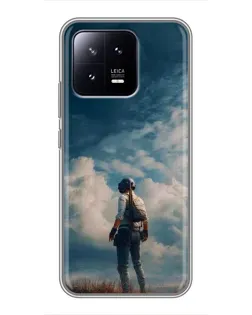 Чохол для Xiaomi 13 з картинкою «Герой PUBG на скелі»