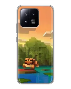 Чохол для Xiaomi 13 з картинкою «Майнкрафт захід сонця»