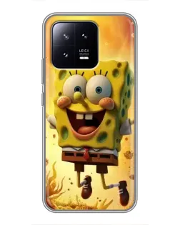 Чехол для Xiaomi 13 с картинкой «Губка Боб прыгает»