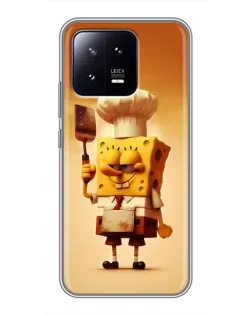 Чехол для Xiaomi 13 с картинкой «Губка Боб повар»