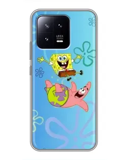 Чехол для Xiaomi 13 с картинкой «Спанч Боб и Патрик»