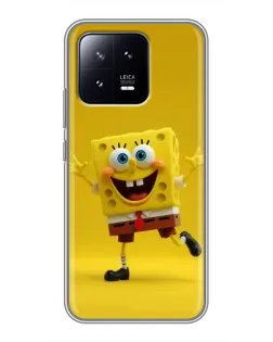Чехол для Xiaomi 13 с картинкой «Позитивный Губка Боб»