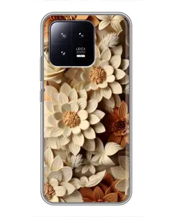Чохол для Xiaomi 13 з картинкою «Бежевий флористичний декор»