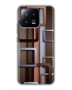 Чохол для Xiaomi 13 з картинкою «Коричневі об'ємні квадрати»