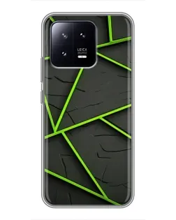 Чохол для Xiaomi 13 з картинкою «Зелені геометричні лінії»