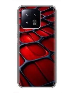 Чохол для Xiaomi 13 з картинкою «Червона глянцева сітка»