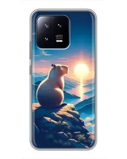 Чохол для Xiaomi 13 з картинкою «Захід сонця з капібарою»